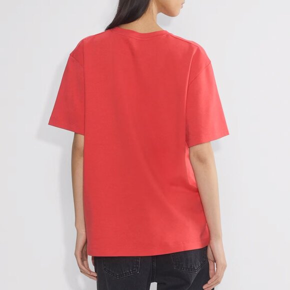 Aritzia Babaton Interlock Cotton Pegasus T-Shirt Cherry Red Size Medium NEW NWT - Picture 2 of 9